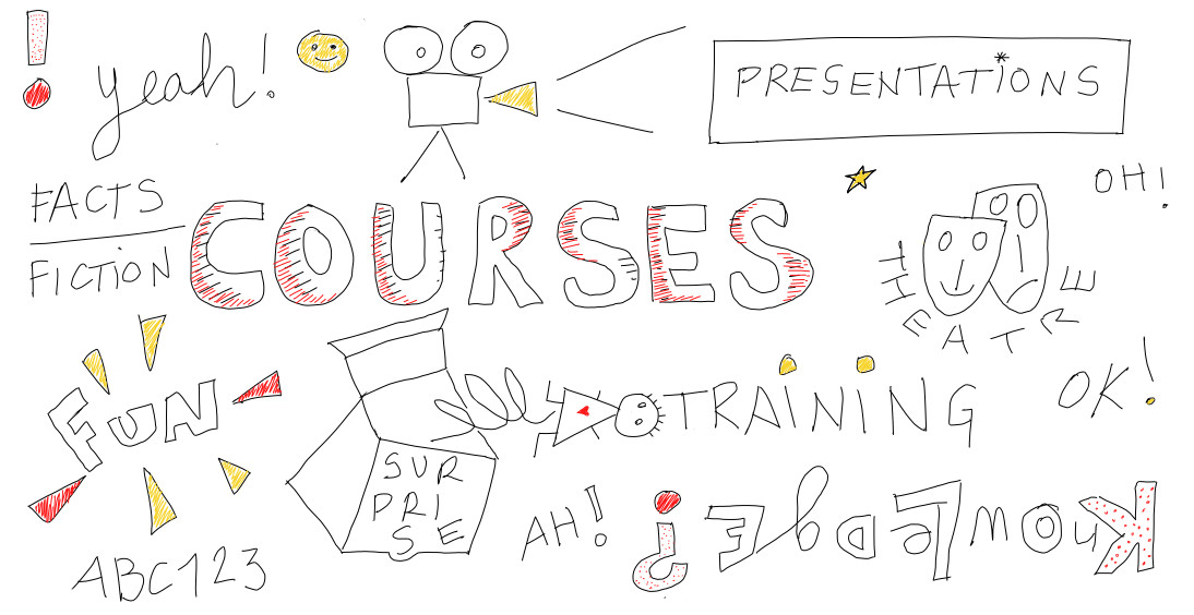 sketch for courses with hand drawn graphics and letters